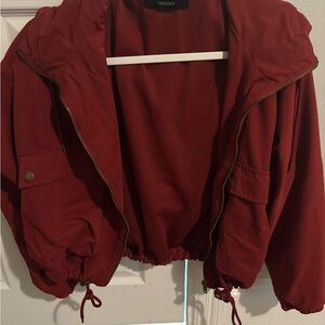 Forever 21 Red Bomber Jacket with Drawstring Details
